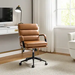 HULALA Johannes Task Chair, Modern Industrial Design, Faux Leather, 360-Degree Swivel, Ergonomic Ease of Maintenance, Tilt Lock & Center Tilt