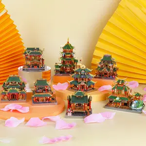 MU x MIAO SPCAE Ancient Street View Building 3D Metal Puzzle Mystery Architechture Stunning Design Vivid Colors Decorative Ornament Exquisite Art Gift Brain Teaser Toy Handmade Christmas Halloween Birthday Present metal  puzzles