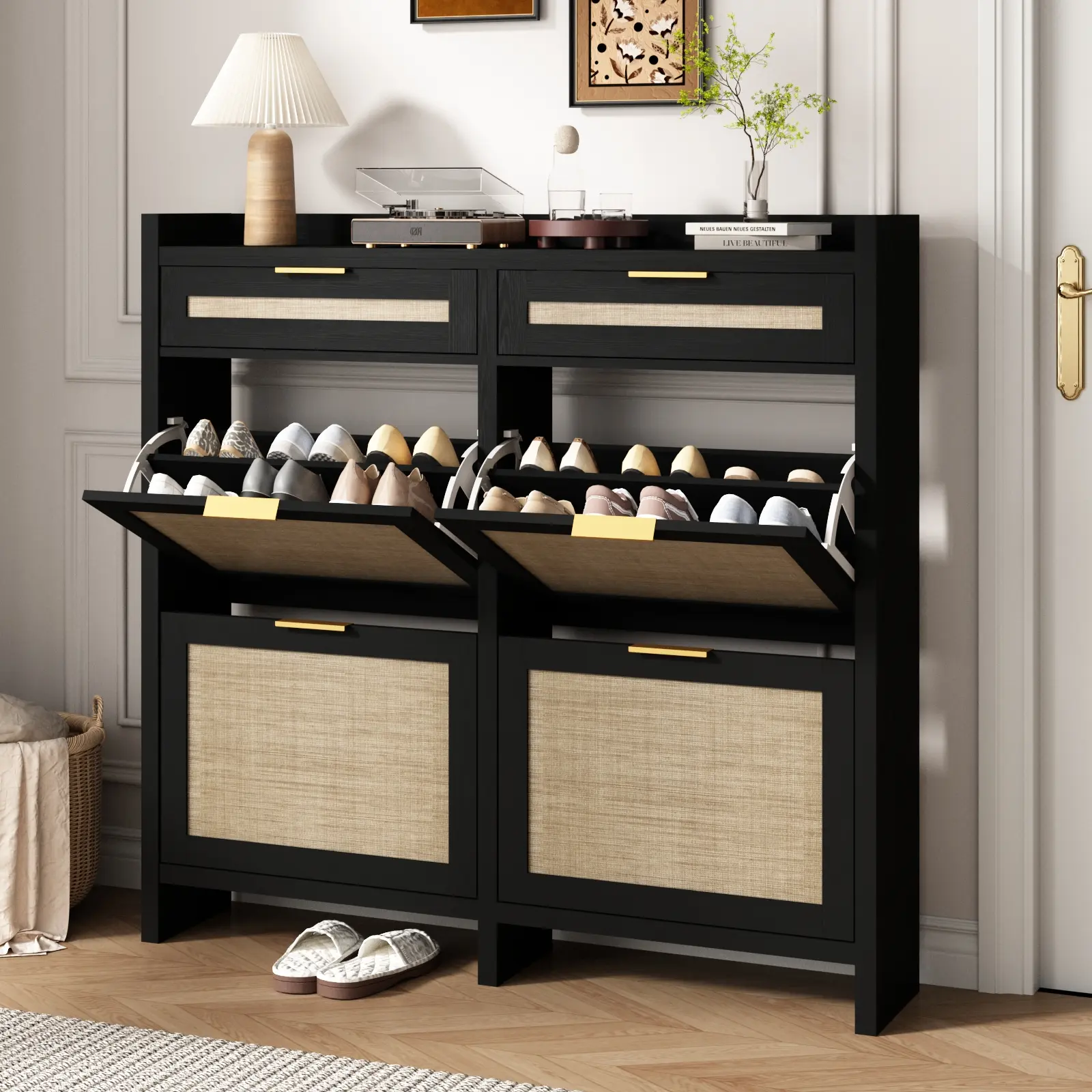 Black,4 Flip Drawers