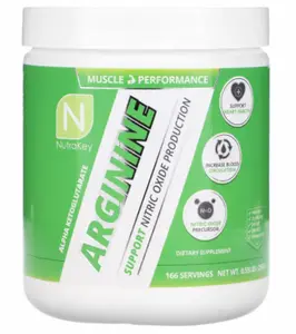 NutraKey Arginine Powder 250g – Nitric Oxide Booster for Muscle Pumps & Blood Flow – Supports Heart Health & Circulation – 166 Servings – Stimulant-Free Pre-Workout