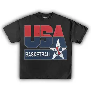 Men's Cotton Casual Summer USA Basketball Vintage T-shirt Regular Fit Retro Graphic Tee Short Sleeve Top Lightweight Unisex Streetwear For Daily Wear Soft Breathable Sporty Aesthetic