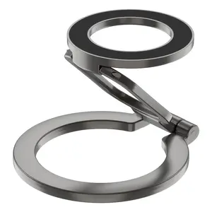 Dual Magnetic Phone Holder with 360° Rotation, Folding Finger Ring, Two Sides Magnetic Base, Compatible with iPhone, Samsung, Gym Refrigerator