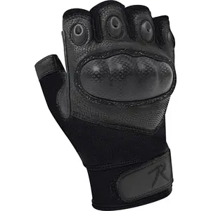 Black - Fingerless Cut Resistant Carbon Hard Knuckle Gloves