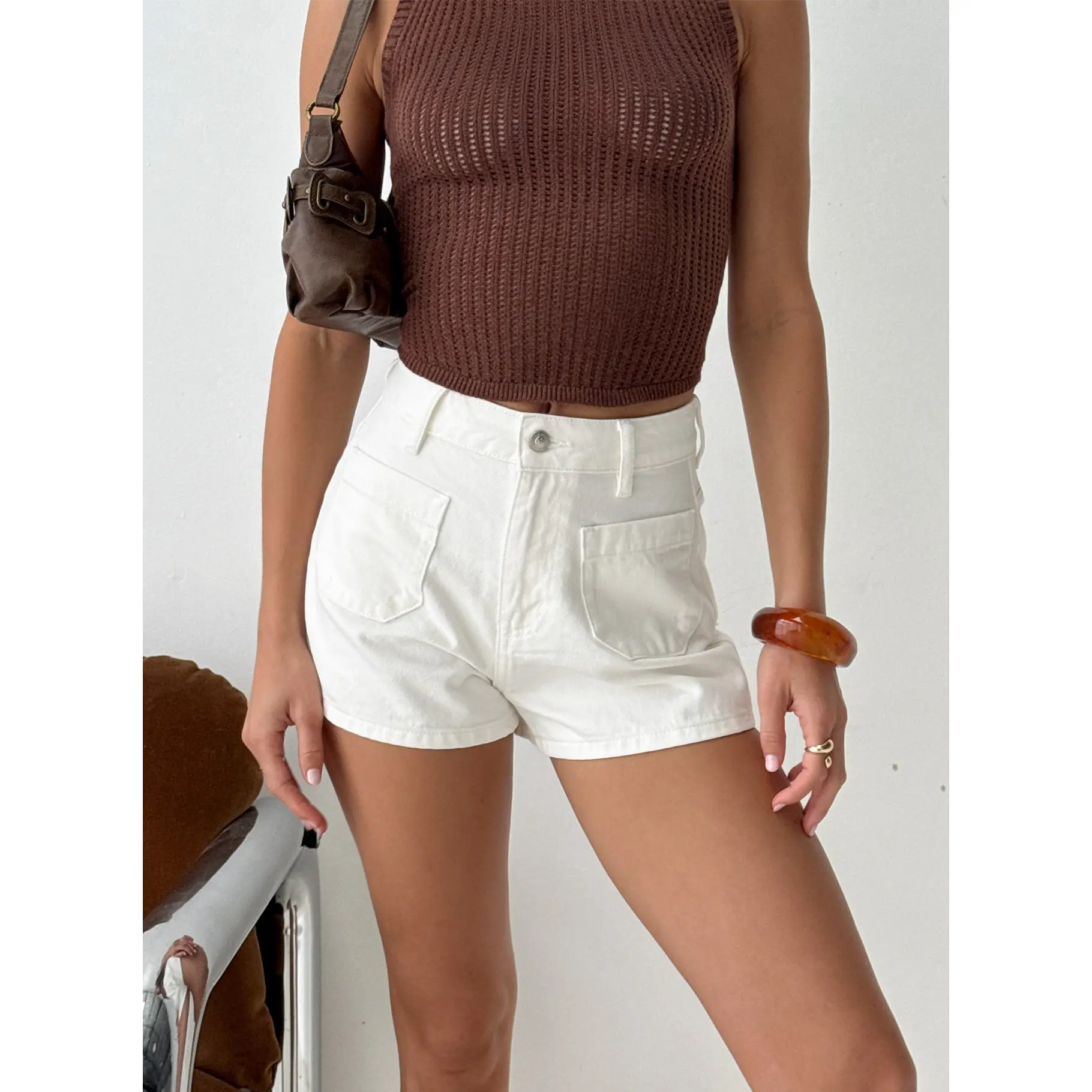 Take My Breath Denim Shorts White