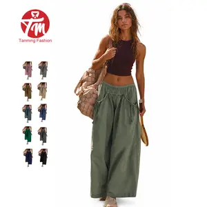 Tanming Women's Wide-Leg Track Capri Pants, Spring Bottoms with Drawstring Elastic Waist, Pockets, Loose Fit, Athleisure Style Clothes for Gym, Boho Outfits, Hiking, Hyrox #SpringStatements