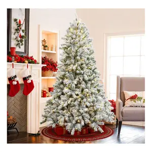 LuxenHome 7.5Ft Pre-Lit Snow Flocked Full Fir Artificial Tree