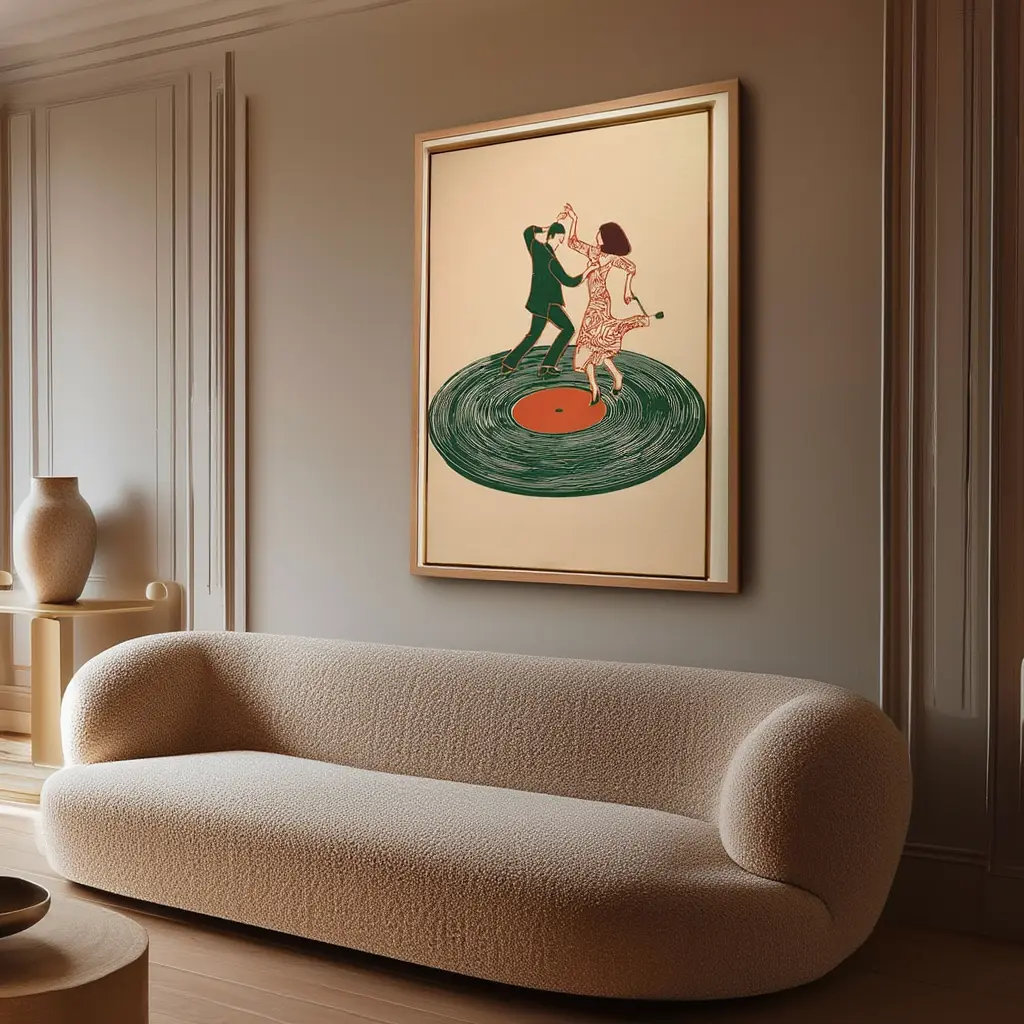 Retro Disco Couple Dancers Vinyl Poster Vintage Music Wall Art Home Decor