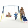 Mersco Heavy-Duty Metal Unisex Child Playground Swing Set - Outdoor Play Equipment, 440lbs Capacity, 32in Saucer, 26.2in Belt Seat, Ultra-Safe Frame, Carabiner Design, Pre-Drilled for Easy Assembly, Powder-Coated Finish, Swinging Toy for Backyard Friends