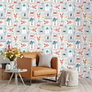 Ocean Theme Wallpaper, PVC Material, Peel and Stick, Ideal for Kitchen, Living Room, Bedroom, Large Area Wall Decoration
