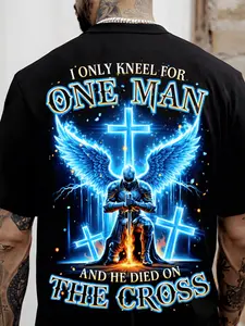 Men's Plus Size Christian Faith T-Shirt - Retro Y2K Streetwear Hip Hop Style Suitable for Church, Casual Wear & Gifts, God's Choice Print Crew Neck Short Sleeve, Machine Washable Religious Apparel with Durable Digital Print for Church Events