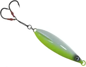 Fat Falling Knife Jigs 120g, 4 Pcs Chartreuse White for Vertical Jigging, Saltwater-Ready, Ideal for Tuna, Amberjack & Bottom Fishing
