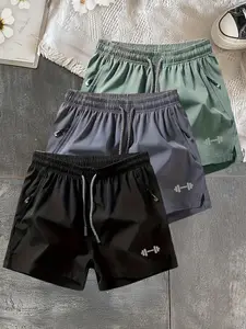 3-Pack Quick-Dry Sport Shorts, Running Fitness Training, Gym Enthusiasts, Minimalist Print, Lightweight Breathable Waterproof, Unisex