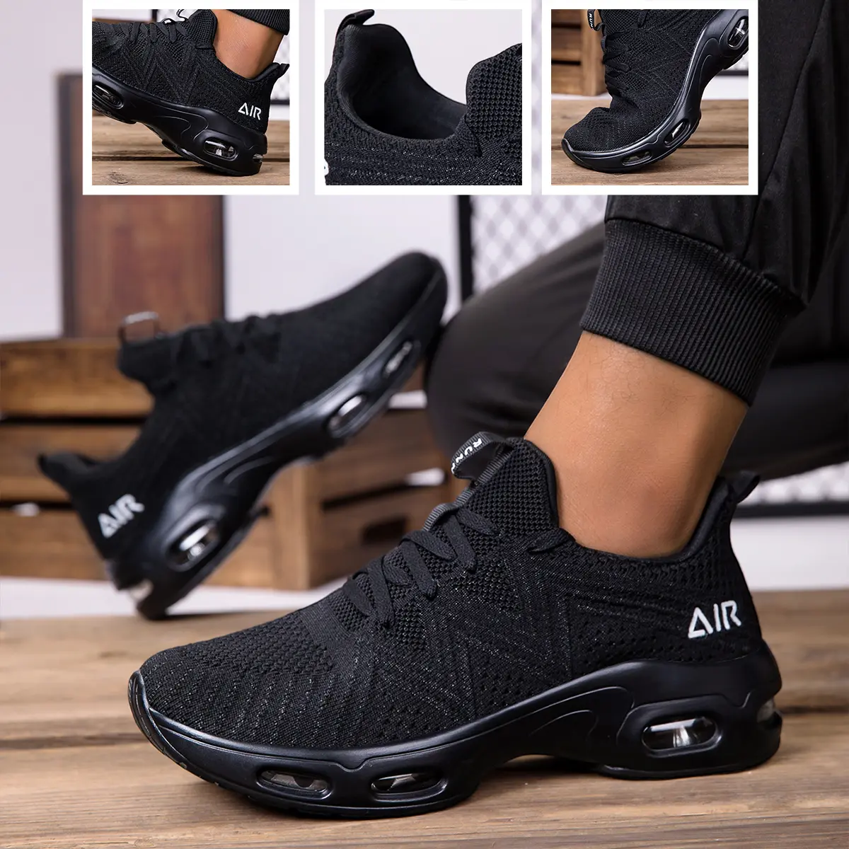 Bemiro Men's Stylish Low-Top Lace-Up Sports Running Shoes, Breathable Casual Athletic Shoes with Soft Non-Slip Full-Length Air Cushion Sole & Wear-Resistant Rubber Outsole for Running, Fitness, Breathable Running Shoes