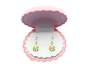 Plumeria Flower Earrings – Gold Plated Lightweight Dangle With Cubic Zirconia Studs