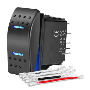 Nilight 7Pin DPDT On/Off Momentary Rocker Switch Blue