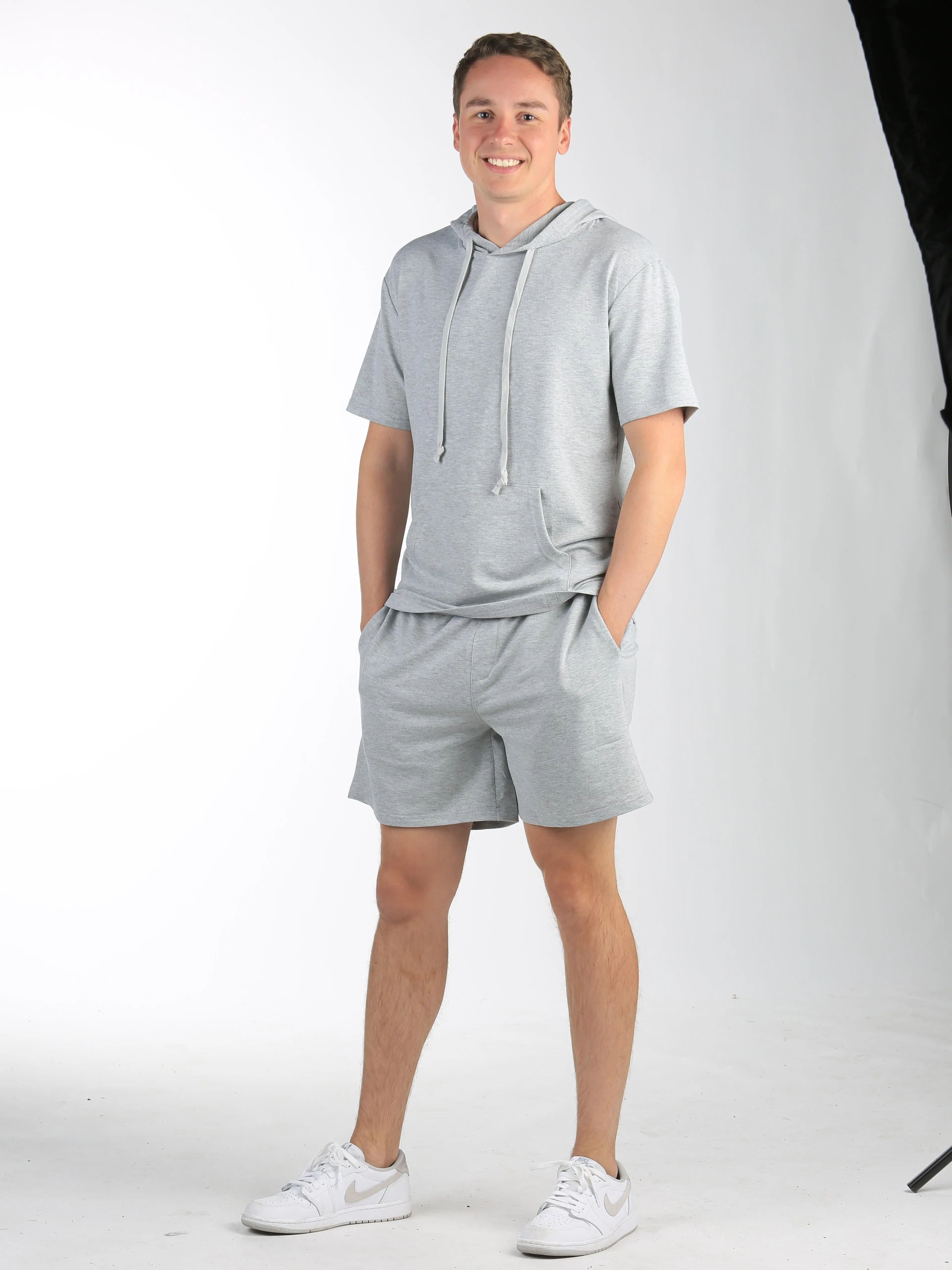 COOFANDY Men's Tracksuit 2 Piece Hooded Athletic Sweatsuit Short Sleeve Casual Sports Hoodie Shorts Set Menswear Basic Basketball Canvas Classic  Pullover