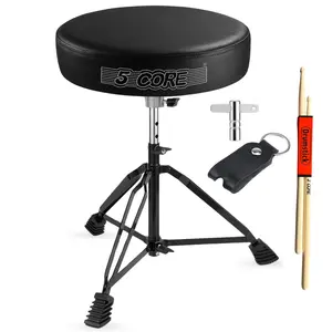 5 Core Drum Throne 3" Thick Padded Guitar Stool 200Lb Capacity Heavy Duty Adjustable Drummer Chair