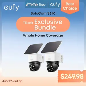 【Exclusive Bundle】eufy Security SoloCam S340, Solar Security Cameras Wireless Outdoor
