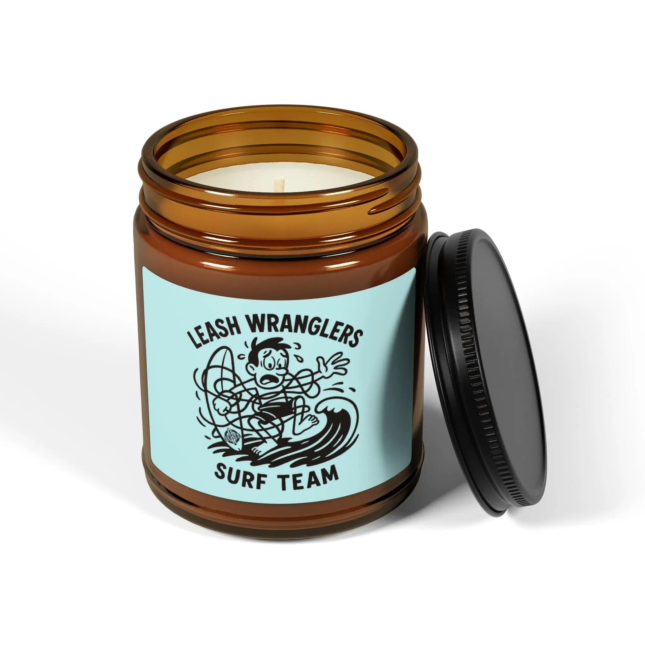 Leash Wranglers Surf Team - Scented Soy Candle Decor Glass