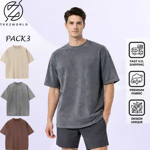 Premium 3-Pack Oversize T-Shirt Bundle – Men’s Trendy Oversized Streetwear T-Shirts, Heavyweight Cotton Vintage Wash Tees, Relaxed Loose Fit Casual Shirts, Soft Comfortable Fabric for Daily Wear