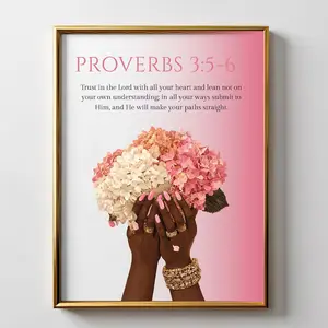 Proverbs 3 Wall Art, Black Girl Inspirational Bible Verse Print, Christian Poster, Religious Home Decor, Christian
