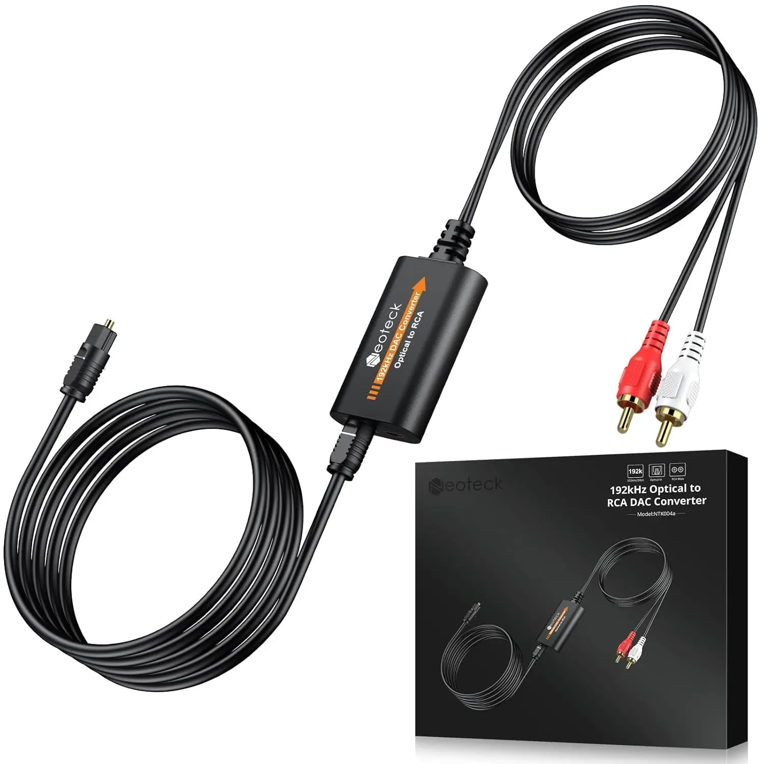 Neoteck 192kHz DAC Converter 7ft/2.1m Optical to RCA Cable SPDIF to RCA Digital to Analog Converter for HDTVs Set-Top Boxes DVD/Blu-Ray Players-Male Output