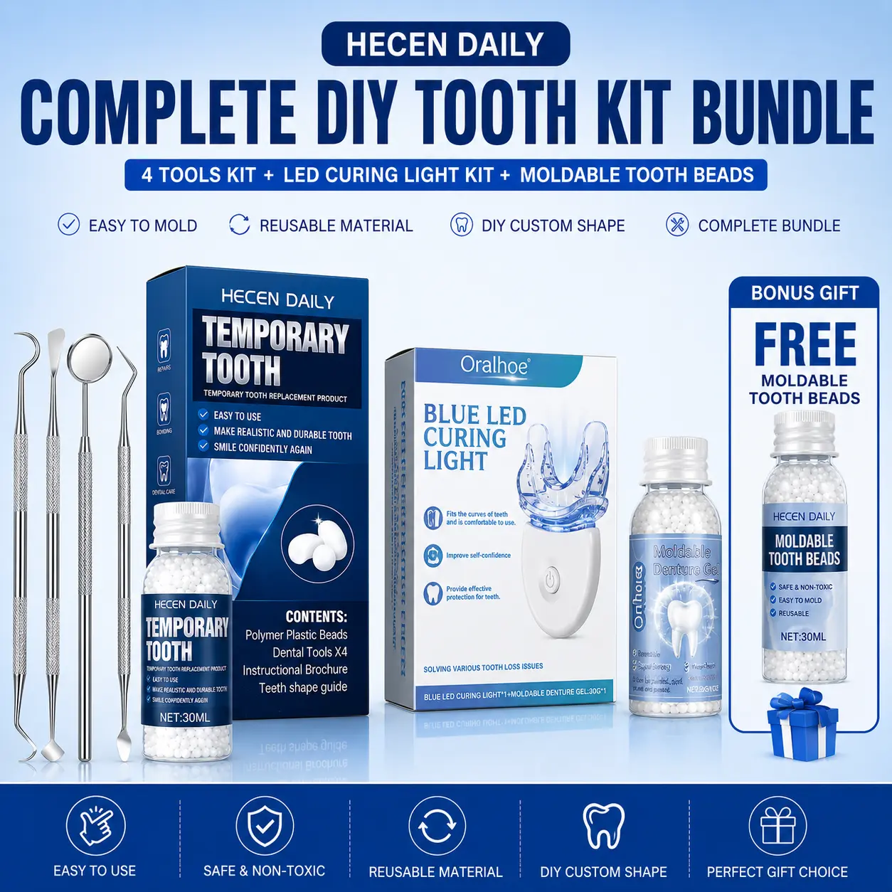 Oral Moldable Temporary Tooth Repair Kit - Shapeable Denture Pellets, DIY False Teeth, Dental Tools for Costume, Cosplay Smile Enhancement (Beauty & Personal Care, Nasal & Oral Care, Teeth Whitening)
