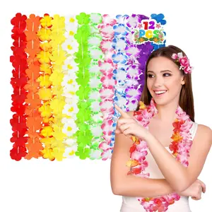 12 Counts Hawaiian Leis Bulk, Tropical Flower Lei, Beach Hawaii Luau Party Favors, Birthday Party Supplies, Decorative Accessories
