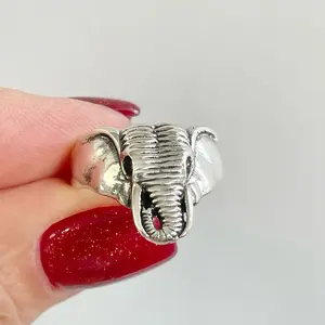 Sterling Silver 925 Elephant Head Ring Animal Jewelry