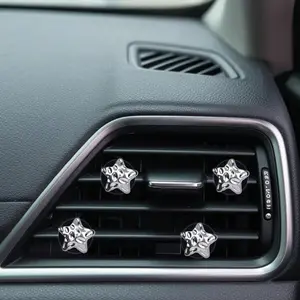 4pcs Electroplated Star Vent Clips, Luxury Lightweight Fashion, Cute Holiday Gift, No Scent, Requires Fragrance Insert
