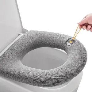 Solid Color Toilet Seat Cover, Washable Non-slip Toilet Seat Cushion, Thick Comfortable Toilet Seat Pad, Toilet Seat Protector, Bathroom Supplies