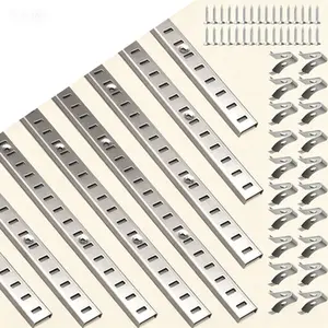 Steel Wall Mounted Shelf Pilaster 36 Inch, Adjustable Shelf Brackets with 40 Clips and 72 Screws, Standard Mortise Mount Metal Shelves, Heavy Duty Storage Rack, 8 Pack Shelving System