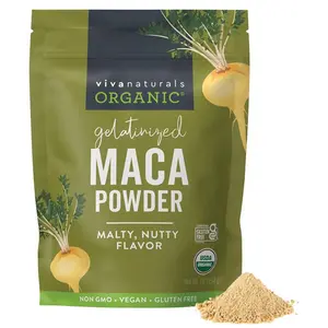 Viva Naturals Organic Maca Powder, Gelatinized, 16 oz (1 lb) – Vegan, USDA Organic, Gluten-Free, Non-GMO Peruvian Superfood in Resealable Bag