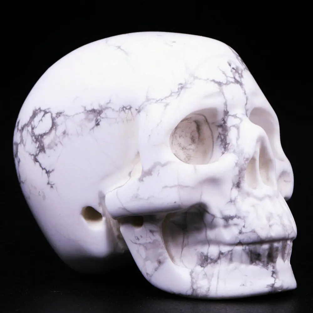 2.0 " Howlite Carved Crystal Skull,Super Realistic, Crystal Healing