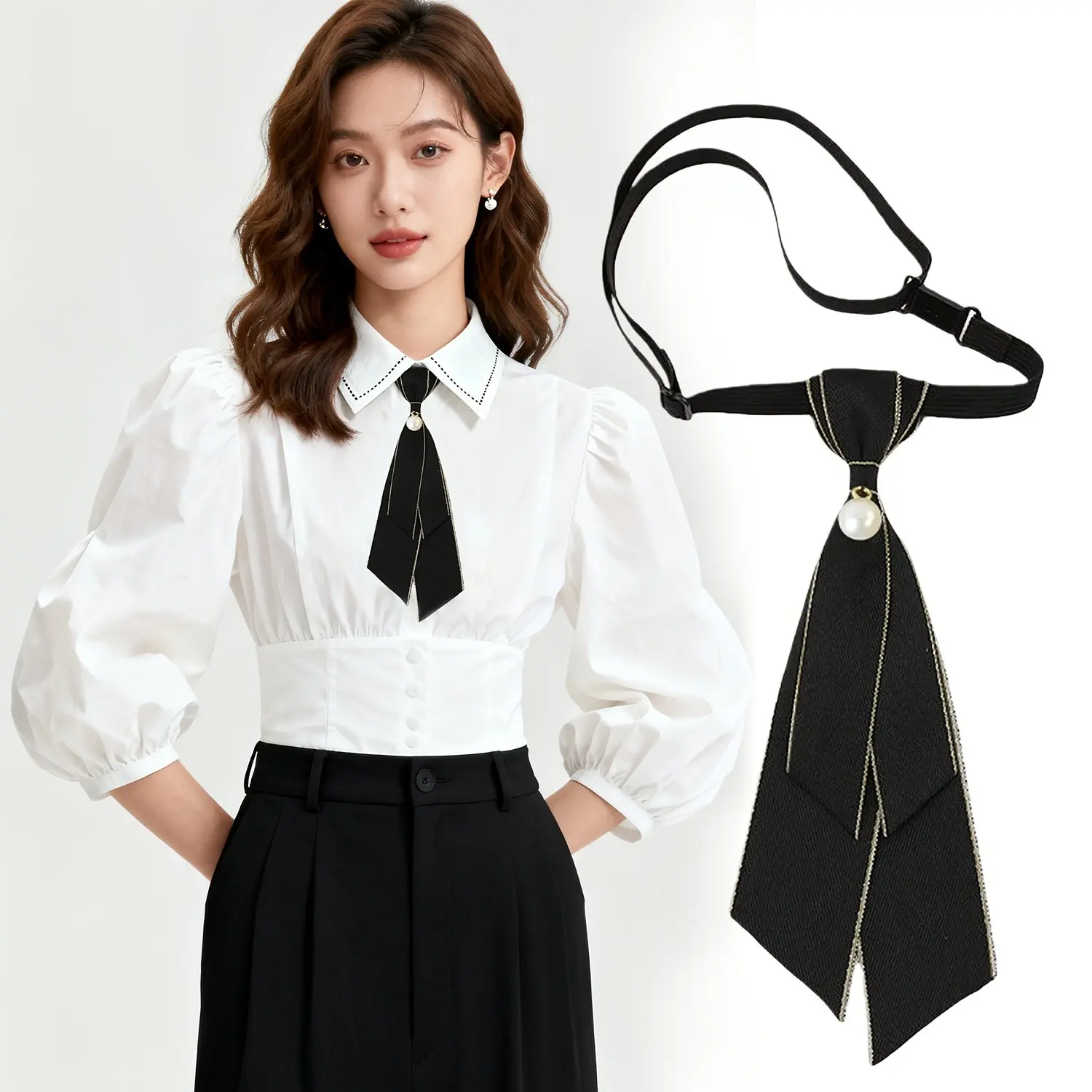 1pc Versatile and Elegant Sweet Black Bow Tie, a Stylish Shirt Accessory for Parties and Professional Women's Top Decoration