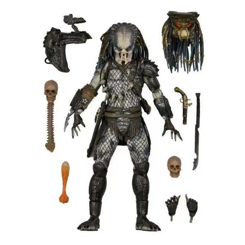 7 in Predator 2 Elder Alien Warrior Poseable Action Figure - Gray-Back Leader Collectible Toy for Hobbyists, Full Accessories, Stabilized Display, Sci-Fi Halloween Decor, Unique Gifts