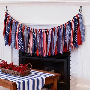 2-Piece Patriotic Ribbon Banner Set — 4th of July Independence Day Party Decorations, featuring Blue Star-and-Stripe Patterns; American Flag-Themed Pennant Bunting, suitable for both Indoor and Outdoor Celebration