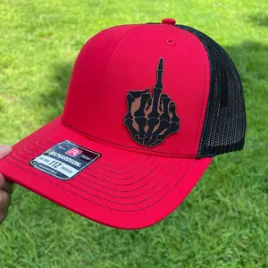 Skeleton Flip Off Patch Hat - trucker, snapback, hats trucker hat