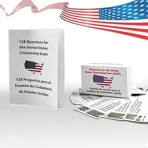 US Citizenship Flash Cards 2026-128 USCIS Civics Questions & Answers, Civics Test Flash Cards Bilingual Booklet Combo Set - Tarjetas de ciudadania 2026 inglés y español, Naturalization Study Guide