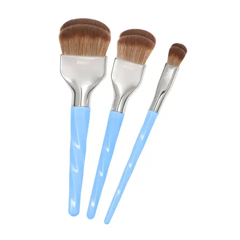 BDELLIUM TOOLS Blue Double Dome Blender 3pc. Brush Set with Blue Handle