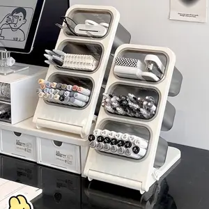 3-Compartment Desktop Organizer, Large Capacity Foldable Pen Holder, Space-Saving Desk Storage for Office, Makeup, Student Desks
