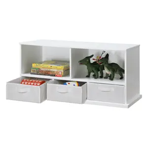 Children’S Wooden Storage Cubby and 3-Bin Organizer 5.8 Cu Ft. - White