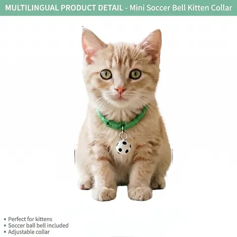 Adjustable Plain Pet Collar with Detachable Football Pendant, Safety Buckle, Lightweight Swing - Puppy Collars & Leads for Small Kitties, Daily Walking & Outdoor Activities, Sports Theme Stadium Fan Accessory