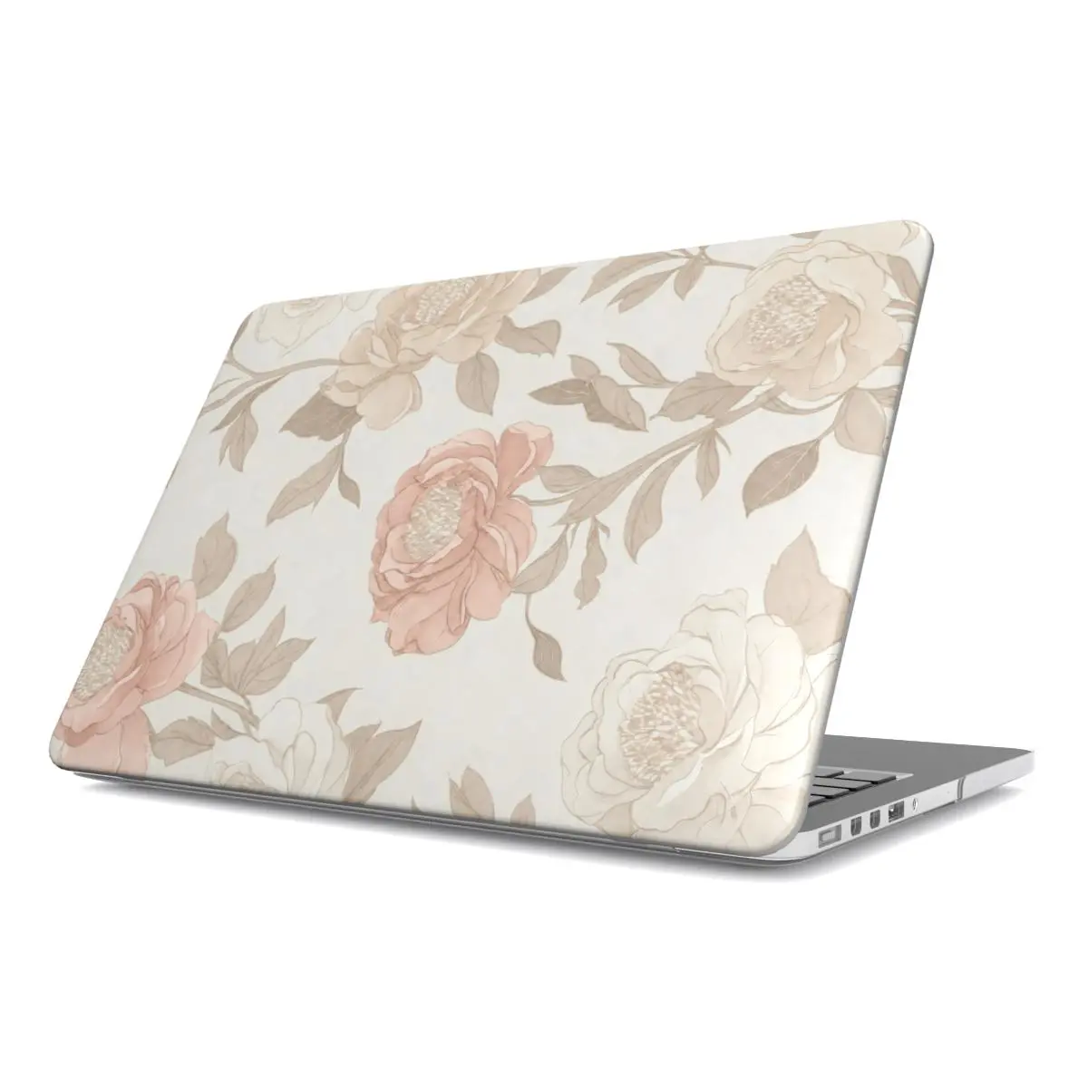 Vintage Blush and Cream Tones Floral Rose MacBook Hardshell Case - Creative Vented Thin Profile Cover with Headphone Jack, USB-C Port Access, Full-Coverage Top & Bottom Protection, Ideal for MacBook Air/Pro, Graduation & Mother's Day Gifts