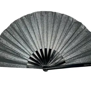 Silver Glitter Hand Fan Foldable