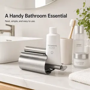 304 Stainless Steel Tube Squeezer - Durable, Easy-to-Use Bathroom Home Supply for Toothpaste, Facial Wash, Ointment, Compatible with Toothbrush Storage