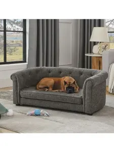 Luxury Pet Sofa – Breathable Linen with Arc Backrest & Soft Cushion