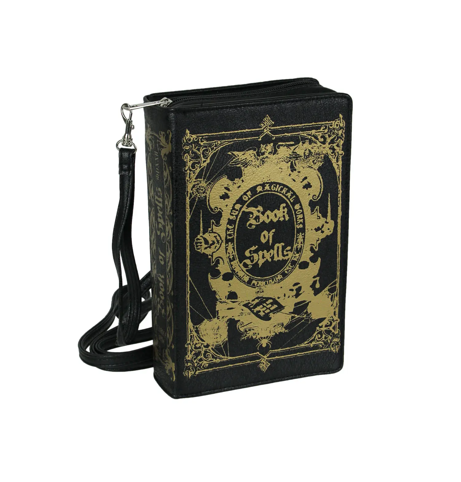 Black & Gold Book of Spells Clutch - Gothic Purse for Witchy Style