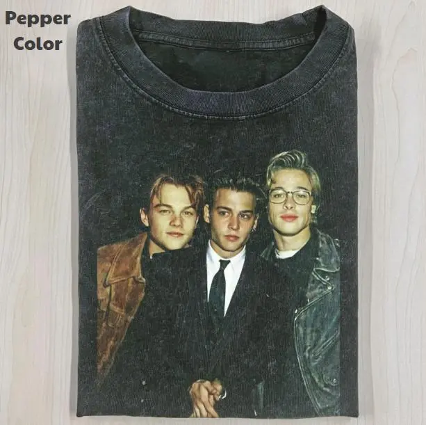 Funny Character Vintage Graphic Tee, Leonardo DiCaprio X Brad Pitt X Johnny Depp T-Shirt, Unisex Meme Cringe Funny Shirt, Gift, Menswear Womenswear Streetwear Cotton Comfort
