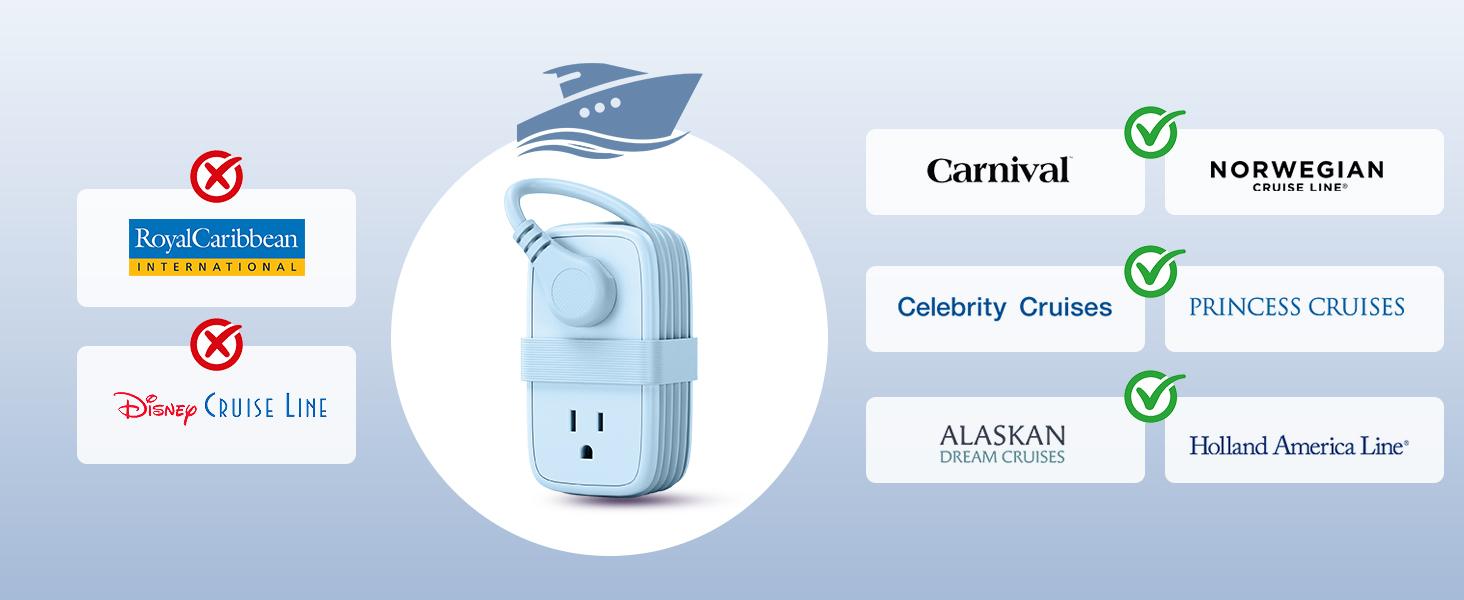 NTONPOWER Travel Essentials 7-in-1 Travel Power Strip with 4 Outlets, 2 USB-A & 1 USB-C, Cruise-Approved Flat Plug, 4ft Wrapped Extension Cord for Hotel, Dorm & Camping